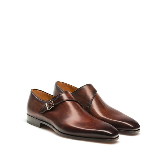 Bashwood Handmade Dark Brown Single Monk Leather Shoes